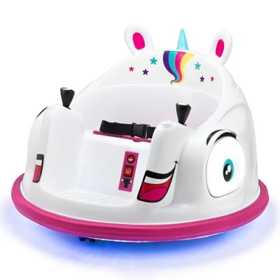Image of Xootz Unicorn Bumper Car, Kids Electric Ride On, 360 Rotation Spin, Two Joy Sticks, Colourful LED Lights and Remote Control
