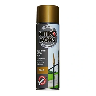 Image of Nitromors Anti Rust Smooth Finish Metal Spray Paint, No Primer Required, Gold, 500 ml