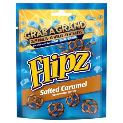 Image of Flipz Salted Caramel Flavour Coated Pretzel Snacks , 90 g (Pack of 1)