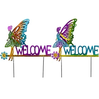 Image of Roots &amp; Shoots GIANT FAIRY WELCOME SIGN GARDEN ORNAMENT DECORATION NOVELTY BRIGHT FAIRIES