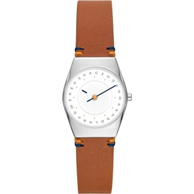 Image of Skagen Watch for Women Grenen Lille Solar Halo, Powered Disc, power Reserve: 6 month battery from full charge Movement, 26 mm Silver Stainless Steel Case with a Leather Strap, SKW3086