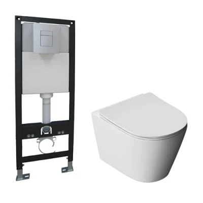 Image of Durovin Bathrooms 1.16M Concealed Cistern Frame Match Wall Hung Toilet Set