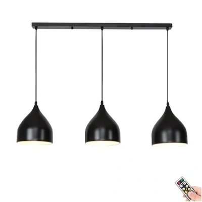 Image of KEFA Battery Operated Pendant Light with Remote, Indoor No Wiring Ceiling Hanging Light, Modern Wireless Lighting Chandelier Fixture for Kitchen Island Dining Room Living Farmhouse (Colo