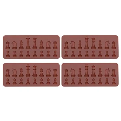 Image of Chess Piece Silicone Mold, 4Pcs Chocolate Candy Fondant Moulds International Shapes Mold Jelly Ice Mould Baking Epoxy Resin Casting Molds Set Tray Cake Decor for DIY Topper Decoration