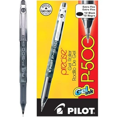 Image of Pilot P500 Gel Needlepoint Rollerball Pens Fine Line Black Ink (pack of 2) supplied loose