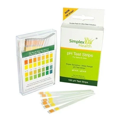 Image of SimplexHealth pH Test Strips 4.5 9.0 for Urine and Saliva with Dual Pad