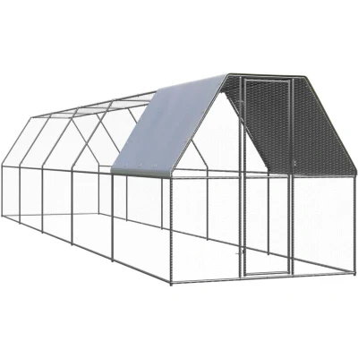 Image of vidaXL Chicken Cage Run Coop Galvanised Steel Hen House Water Resistant Roof Spacious 20sqm Area Lockable Door Suitable for Small Animals