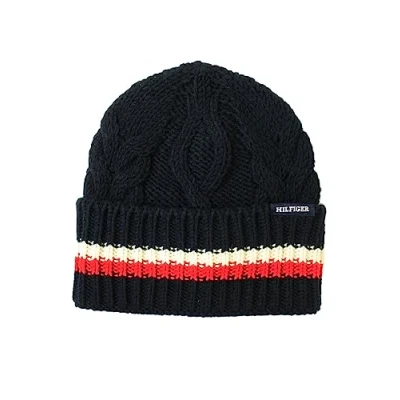 Image of Tommy Hilfiger Mens &#039;Monotype&#039; Chunky Knit Beanie Hat (Space Blue) One Size