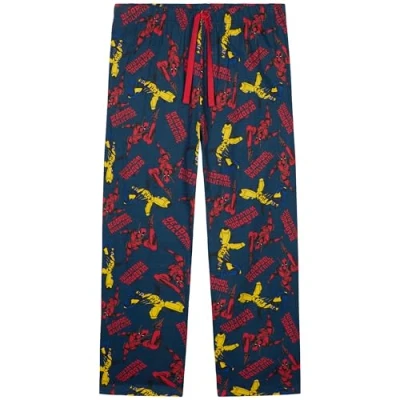 Image of Marvel Avengers Men Teenagers Pyjama Bottoms, Comfy Nightwear Sleepwear Lounge Pants, Gifts for Him (M, Multi Deadpool Wolverine)