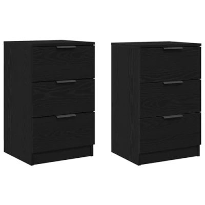 Image of vidaXL Nightstands 2 pack Black Oak 40x65x65 cm Made of Engineered Wood