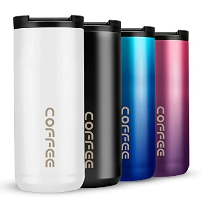 Image of Travel Mug, Double Walled Coffee Cup 550ml Vacuum Insulation Stainless Steel with Leakproof Lid Eco Friendly, for Hot and Cold Water Tea (White)