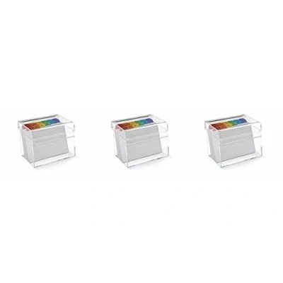 Image of OSCO Clear Acrylic Index Box Regular 3 Pack A to Z Divider Tabs 100 Lined Note Cards Included (6&quot; X 4&quot;) Ruled Revision Flash Recipe Notes Office Contacts Filing Fits A6
