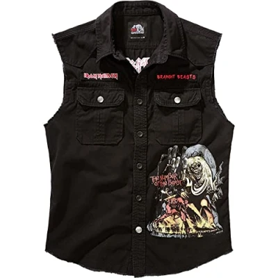 Image of Brandit Men&#039;s Iron Maiden Vintage Shirt Sleeveless Notb, Black, 3XL