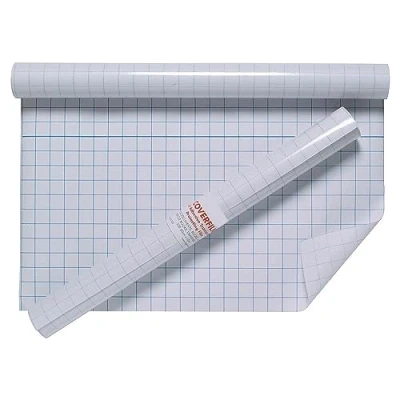 Image of KAV Clear Sticky Back Plastic Book Cover Repositionable Film with 16gsm2 Glue Coverage, Printed 20mm Grid Non Yellowing and Long lasting, 50cm x 3 meter