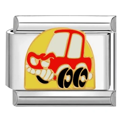 Image of Quiges 9mm Italian Style Charm Link Module Stainless Steel Angry Car for Bracelets