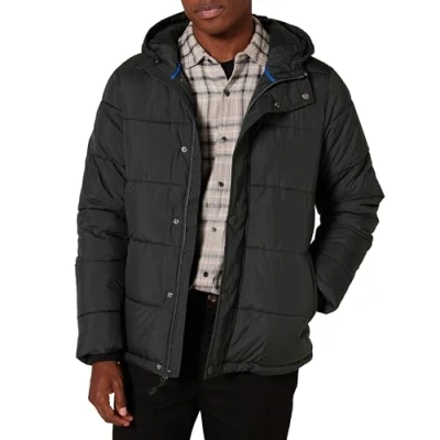 Image of Amazon Essentials Men&#039;s Heavyweight Hooded Puffer Coat, Black, S