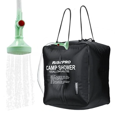 Image of RISEPRO Solar Shower Bag 40L 10 gallons Heating Camping Outdoor with Temperature Hot Water 45C Hiking Climbing Picnic Beach