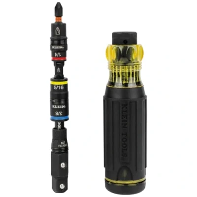 Image of Klein Tools 32517HD KNECT 17 in 1 Impact Rated Hybrid Screwdriver/Nut Driver, Magnetic, Flip Socket, 11 Bits, 3 Nut Drivers, Bit Holder, Square Adapter