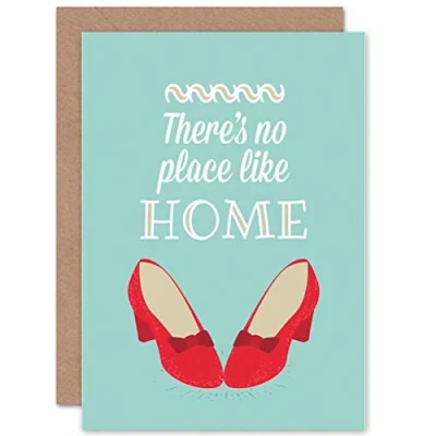 Image of Wee Blue Coo Greeting Gift Quote Typograph Text No Place Like Home Dorothy Sealed Card Plus Envelope Blank inside