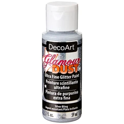 Image of Deco Art Glamour Dust Glitter Acrylic Paint, Silver Bling, 59 ml (Pack of 1)