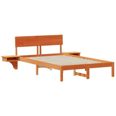 Image of Bed Frame with Bedside Tables Wax brown 120 x 190 cm Vidaxl