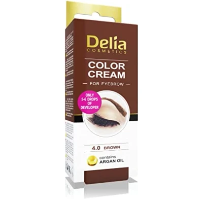 Image of Delia Cosmetics Creamy Eyebrow Tint BROWN Professional Coloring Easy Application 15ml