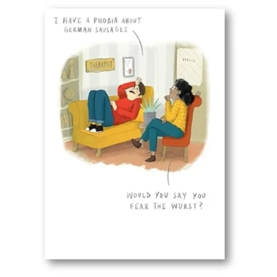 Image of Paperlink Birthday/Blank Funny Card for Men/Women General Humour Male/Female Phobia of German Sausages Eco Friendly and Recyclable