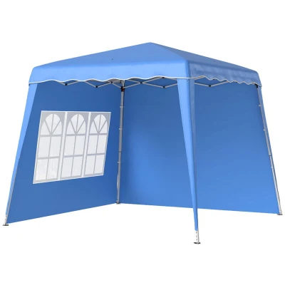 Image of Outsunny 2.4 x 2.4m UV50+ Pop Up Gazebo Canopy Tent with Carry Bag Blue