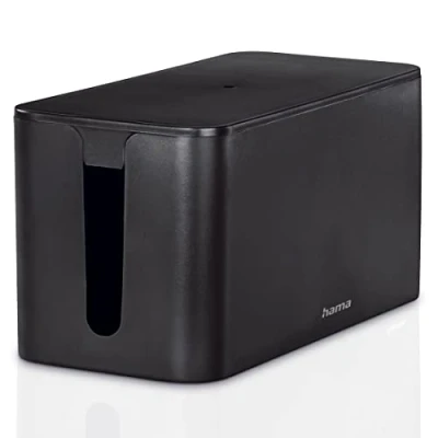 Image of Hama 00020663 Mini Cable Box, 23 x 11.5 11,8 cm (W D H), Plastic with Rubber Feet Black