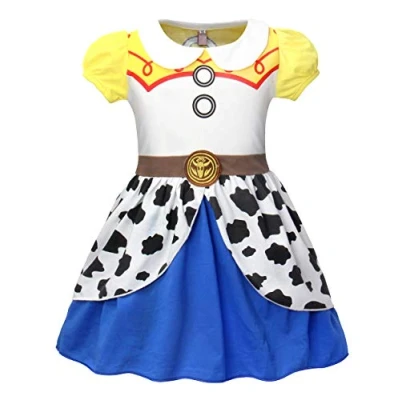 Image of AmzBarley Girls Jessie Costume Dress up Childs Kids Party Fancy Halloween Birthday Holiday Cosplay Clothes White 2 3 Years 100