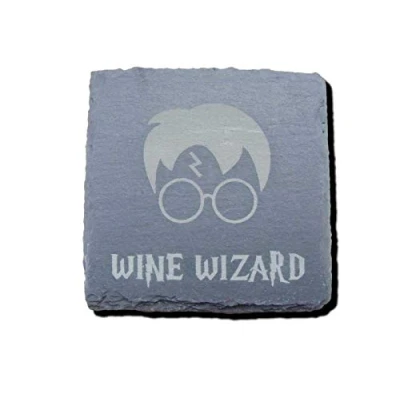 Image of HARRY POTTER INSPIRED SLATE COASTER HOME HOUSE GIFT IDEA PRESENT DRINKS MAT (1, WINE WIZARD)