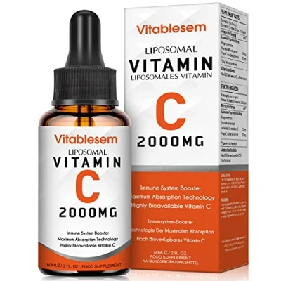 Image of Liquid Liposomal Vitamin C 2000mg Supplement, High dose Ascorbic Acid, Antioxidants, Maximum Absorption, Highly Bioavailable, Soy Free, Vegan Non GMO
