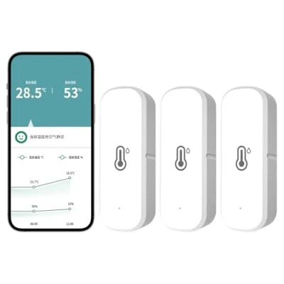 Image of 3Pcs WiFi Tuya Hygrometer Thermometer Sensor, Indoor Outdoor Wireless Temperature Humidity Sensor Monitor with Smart Alerts, High Precision No Hub Required, Work Alexa (3)