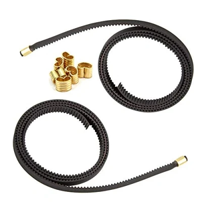 Image of Zeberoxyz 2PCS GT2 Black Open Timing Rubber Belt Length 1.2Meter Width 6mm with 8PCS Copper Buckle for Ender3 Ender5 CR10 3D Printer (Open Belt)