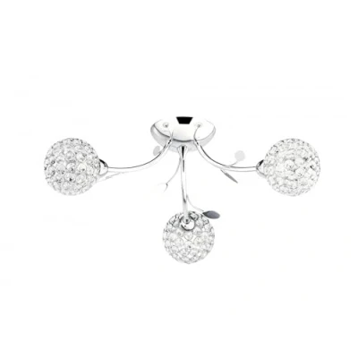 Image of Bellis 3 Light Semi Flush Multi Arm Flower Design Ceiling Chrome and Glass, G9