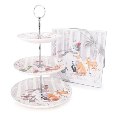 Image of Christmas Concepts® Snowman &amp; Friends Deluxe Ceramic Tableware Range (Cake Stand)