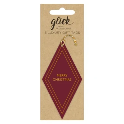 Image of Glick Christmas Tags, Gifts Tags for Christmas, Merry (Red), Multipack x 6