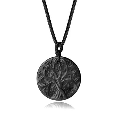 Image of COAI Tree of Life Necklace Black Obsidian for Men Women, Stainless Steel