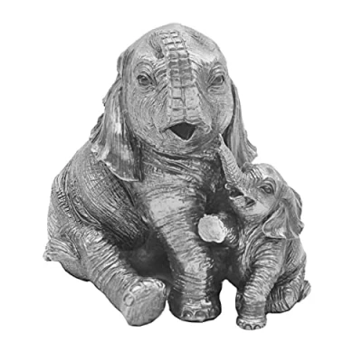 Image of Lesser &amp; Pavey Reflections Silver Resign Animal Ornament Elephant and Calf