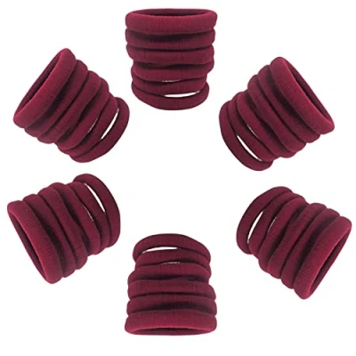 Image of Topkids Accessories 36 pc Thick hair bands for Women and Girls, Bobbles elastic Hairbands Ponytail Holder Ties Elastics No Damage (Burgundy)