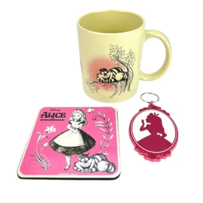 Image of Pyramid International Alice in Wonderland Gift Set with Mug, Coaster and Keyring Presentation Box (Vintage Design) 11oz Ceramic Mug Official Merchandise