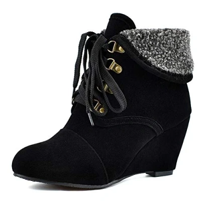 Image of Onewus Women Chelsea Boots with Wedge Heel Black
