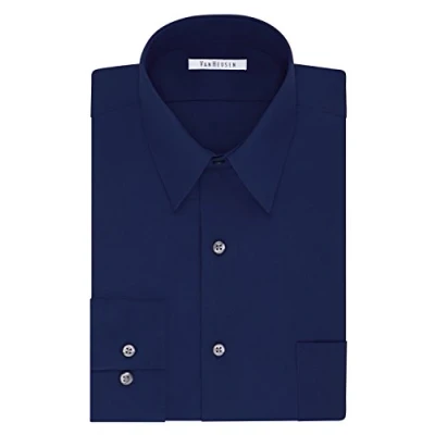 Image of Van Heusen Men&#039;s Tall Fit Dress Shirts Poplin, Persian Blue, 18&quot; Neck 35&quot; 36&quot; Sleeve