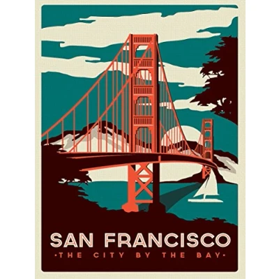 Image of Shawprint San Francisco, Retro Metal Fridge Magnet, 100mm x 75mm, Novelty Gift