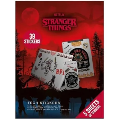 Image of Pyramid International: Stranger Things Tech Stickers, Set of 39 Stickers for Laptops, Mobile Phones and Tablets (Upside Down Battle Design) Official Merchandise