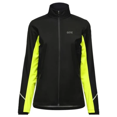 Image of GORE WEAR Women&#039;s Running Jacket, R3, Partial TEX INFINIUM, Black/Neon Yellow, 42