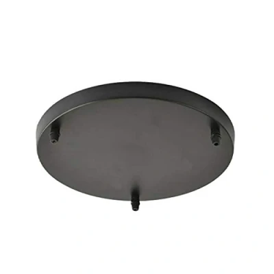 Image of Vintage Industrial 3 Outlet Metal Round Rectangle Ceiling Rose with Cord Grip. (Round Black)