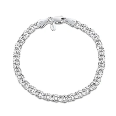 Image of Amberta 925 Sterling Silver 4.5 mm Double Curb Chain Bracelet Length 8&quot; inch / 20 cm (8)