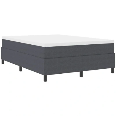 Image of vidaXL Box Spring Bed with Mattress in Dark Grey, 140 x 200 cm, corduroy fabric