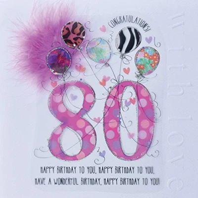 Image of WJB Cloud 9 80th Birthday Card for Her
